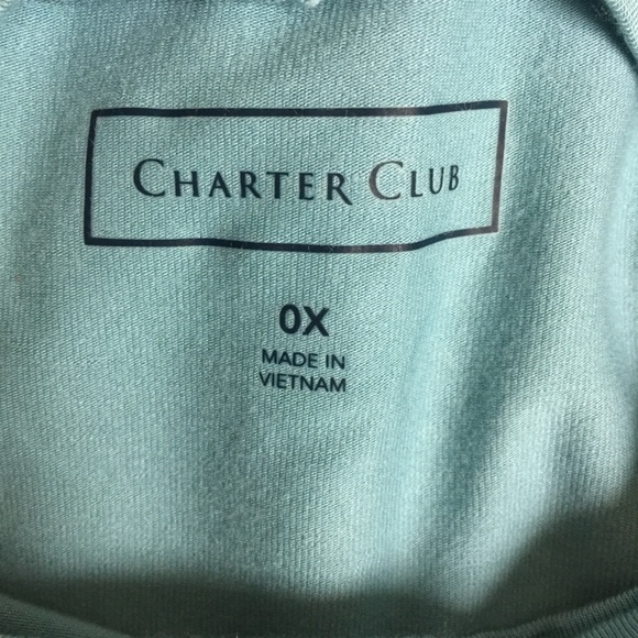 Charter Club Tile Blue Mock-Neck Top - Picture 4 of 5